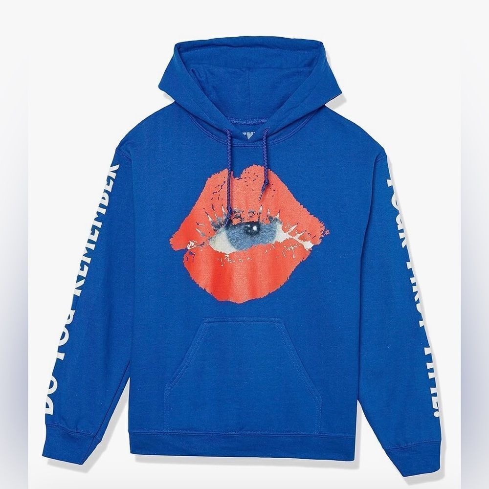 Kid Laroi Blue Lips Hoodie with Puff Print